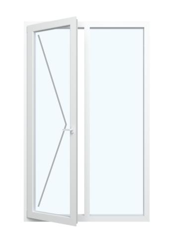 Balkontür mit Dreh-Funktion und Festverglasung im Rahmen