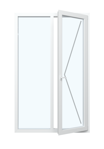 Festverglasung im Rahmen und Balkontür mit Dreh-Funktion